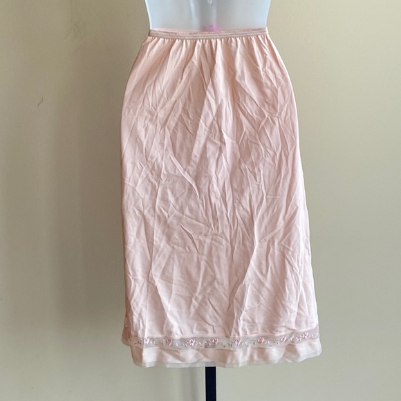 Vintage 50s Pink Half Slip Retro Pinup Cottagecore Rockabilly Marilyn Nylon - Picture 8 of 11